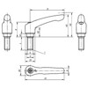 Kipp Adjustable Handles, Size 5, 5/8-11X35, External Thread, Zinc, Steel, Silver Metallic Powder Coat, (Qty. 1), K0122.5A63X35