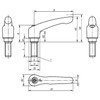 Kipp Adjustable Handles, Size 5, 5/8-11X45, External Thread, Zinc, Steel, Silver Metallic Powder Coat, (Qty. 1), K0122.5A63X45