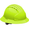 Evolution Deluxe 6161 Full Brim Hard Hat with HDPE Shell, 6-Point Polyester Suspension and Wheel Ratchet Adjustment, Vented, Neon Yellow, One Size, 1 EA #280-EV6161V-LY