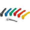 Kipp Adjustable Handles, Plastic w/External Thread, Steel Parts Trivalent , Blue Passivated, Size 1, M06X30, A1=47 mm, Black Gray, (10/Pkg.), K1660.1061X30