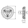 Kipp Delta Wheel, Square Socket, Size 1, w/o Grip, D1=50 mm, SW=5 mm, D2=5 mm, Fiberglass Reinforced Thermoplastic, Colza Yellow, (10/Pkg), K0275.050053