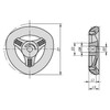 Kipp Delta Wheel, Square Socket, Size 2, w/o Grip, D1=63 mm, SW=7 mm, D2=5 mm, Fiberglass Reinforced Thermoplastic, Black Gray, (10/Pkg), K0275.06307