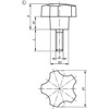 Kipp Five Lobe Grips w/External Threads, D=M08X16, D1=32, H=22.4, Style L, Thermoset, Steel, (10/Pkg), K0185.3208X16