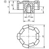 Kipp Five Lobe Grips w/Internal Threads, D=M10, D1=50, H=25, Style K, Thermoplastic, Steel, (10/Pkg), K0276.5010