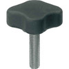 Kipp Palm Grip Flat Four Lobe Grips w/External Threads, D=M06X25, D1=50.8, H=22.1, Style L, Thermoplastic, Steel, (10/Pkg), K0278.5006X25