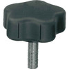 Kipp Five Lobe Grip w/External Threads, D=M10X50, D1=60, H=27.7, Style L, Thermoplastic, Steel, (10/Pkg), K0279.6010X50