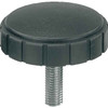 Kipp Knurled Screw Knob w/External Threads, D=M08X30, D1=57.4, H=17, Style L, Thermoplastic, Steel, (10/Pkg), K0281.5708X30