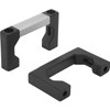 Kipp Pull Handle, Form A, A=235 mm, L=250 mm, H=40, D=M05, Aluminum, Black Matt and Anodized, (Qty. 1), K0216.23501