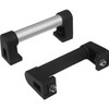 Kipp Tubular Handle, A=400 mm, L=450 mm, H=80, D=M08X25, Style B, Aluminum Black Serrated Plastic, (1/Pkg), K0223.400302