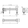 Kipp Tubular Handle, Three Piece Tube Design, A=400 mm, L=425 mm, H=80, D=M08X25, Stainless Steel, Ground, Precision, (Qty. 1), K0652.400301