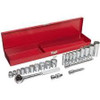 3/8" Drive Standard & Deep Chrome Socket Set, 22 Pieces in Metal Toolbox, Martin Sprocket #B22K