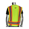 PIP® ANSI Type R Class 2 Two-Tone Eleven Pocket Surveyors Vest with Solid Front, Mesh Back and "D" Ring Access, Hi-Vis Yellow, Small, #302-0500D-LY/S