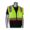 PIP® ANSI Type R Class 2 Two-Tone Eleven Pocket Tech-Ready Mesh Surveyors Vest with Ripstop Black Bottom Front and "D" Ring Access, Hi-Vis Yellow, Medium, #302-0650D-LY/M