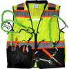 PIP® ANSI Type R Class 2 Two-Tone Twelve Pocket Tethering Vest with Ripstop Black Bottom Front and "D" Ring Access, Hi-Vis Yellow, Large, #302-0670T-LY/L