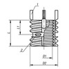 Kipp Threaded Insert, Self-Locking, Reinforced, Internal & External Thread, M12, L=18 mm, Stainless Steel, Passivated, (Qty. 1), K0402.112