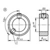 Kipp Shaft Collar, w/Grub Screw and Slot, DIN 705, Form A, D1=40 mm, D2=63 mm, B=18 mm, Steel, Bright, (Qty. 1), K0406.104001