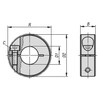 Kipp M3 x 8, One Piece Shaft Collar, Locking, 4 mm Bore Dia., 16 mm O.D., Slitted Inside, Stainless Steel, (Qty. 1), K0611.00402