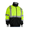 ANSI Type R Class 3 Value Black Bottom Bomber Jacket with Zip-Out Fleece Liner, Hi-Vis Yellow/Green, X-Large #333-1766-LY/XL