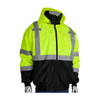 ANSI Type R Class 3 Value Black Bottom Bomber Jacket with Zip-Out Fleece Liner, Hi-Vis Yellow/Green, X-Large #333-1766-LY/XL