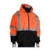 ANSI Type R Class 3 Value Black Bottom Bomber Jacket with Zip-Out Fleece Liner, Hi-Vis Orange, Small #333-1766-OR/S