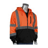 PIP® ANSI Type R Class 3 Full Zip Hooded Sweatshirt with Black Bottom, Hi-Vis Orange, 4X-Large #323-1370B-OR/4X