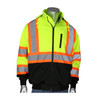 PIP® ANSI Type R Class 3 and CAN/CSA Z96 Two-Tone X-Back Full Zip Grid Fleece Sweatshirt with Black Bottom, Hi-Vis Yellow/Green, Medium #323-1475X-LY/M