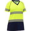 Bisley ANSI Type R Class 2 Women's Short Sleeve T-Shirt with Navy Bottom, Hi-Vis Yellow/Green, 3X-Large #312W1118T-YN/3X