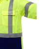 Bisley ANSI Type R Class 3 Long Sleeve Work Shirt w/X-Airflow & Navy Bottom, Hi-Vis Yellow/Green, Small #313M6491H-YN/S