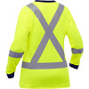 Bisley ANSI Type R Class 3 and CSA Z96 X-Back Women's Long Sleeve Shirt, Hi-Vis Yellow/Green, X-Large #313W6118X-Y/XL