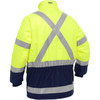 Bisley ANSI Type R Class 3/CSA Z96 Class 2 X-Back Extreme Cold Jacket with Navy Bottom, Hi-Vis Yellow/Green, Large #343M6450X-YLNV/L