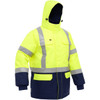 Bisley ANSI Type R Class 3/CSA Z96 Class 2 X-Back Extreme Cold Jacket with Navy Bottom, Hi-Vis Yellow/Green, 5X-Large #343M6450X-YLNV/5X