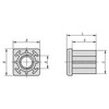 Kipp Tube Inserts Square w/Tipped Bushing, M30X1.5, M10, L=M33, Thermoplastic, (Qty:10), K0430.103015