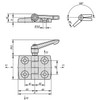 Kipp Hinge, Plastic, w/Locking Lever, 72x48mm, Thermoplastic Black, Steel (Qty:1), K0436.352020