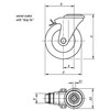 Kipp Swivel Casters w/Stop Fix, 75 mm, Rubber, Steel, (Qty:1), K1759.100252