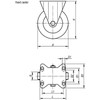 Kipp Fixed Caster, w/o Locking System, 125 mm, Polyurethane, Steel, (Qty:1), K1764.125351