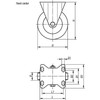 Kipp Fixed Caster, w/o Locking System, 200 mm, Polyurethane, Steel, (Qty:1), K1767.200501