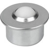 Kipp Ball Transfer Units w/ Steel Housing and Plastic Ball, Style B, 24±0,065, Zinc-Plated Steel, (Qty:1), K761.115