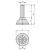 Kipp Leveling Feet, Round, w/Hexagon Collar, M6X20, Polyamide, Steel, (Qty:10), K0675.3006X020