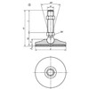 Kipp Swiveling Foot, Anti-Slip Plate, Style B, D=65 mm, M16X100, SW=16 mm, Steel, (Qty:1), K0742.106516X100