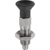 Kipp Indexing Plungers ECO, Size: 0, Style B, D1=M6, D=4 mm, w/o Locking Slot, w/Locknut, Steel, (Qty:10), K0747.02004060