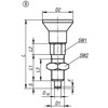 Kipp Indexing Plungers ECO, Size: 0, Style B, D1=M6, D=4 mm, w/o Locking Slot, w/Locknut, Steel, (Qty:10), K0747.02004060