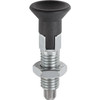 Kipp Indexing Plungers ECO, Size: 0, Style D, D1=M6, D=4 mm, w/Locking Slot, w/Locknut, Steel, (Qty:10), K0747.04004060