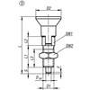 Kipp Indexing Plungers ECO, Size: 0, Style D, D1=M6, D=4 mm, w/Locking Slot, w/Locknut, Steel, (Qty:10), K0747.04004060