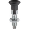 Kipp Indexing Plungers ECO, Size: 1, Style D, D1=M8, D=5 mm, w/Locking Slot, w/Locknut, Stainless Steel, (Qty:10), K0747.14105080