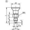 Kipp Indexing Plungers ECO, Short Version, Size: 2, Style A, D1=M12, D=6 mm, w/o Locking Slot, w/o Locknut, Steel, (Qty:10), K0748.01206120