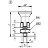 Kipp Indexing Plungers ECO, Short Version, Size: 1, Style D, D1=M10, D=5 mm, w/o Locking Slot, w/Locknut, Steel, (Qty:10), K0748.04105100
