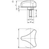 Kipp Triangular Grip Ergomonic, D=M8X40, D1=80 mm, H=37 mm, Style L, Plastic, Black,  (Qty:1), K0785.08008X40