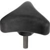 Kipp Triangular Grip Ergomonic, D=M12X30, D1=80 mm, H=37 mm, Style L, Plastic, Black,  (Qty:1), K0785.8012X30