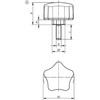 Kipp Five Lobe Grip, Ergonomic, D=M8X20, D1=63 mm, H=45 mm, Style L, Steel, (Qty:1), K0786.6308X20