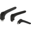 Kipp Adjustable Handle, w/External Thread, Ergonomic, M8X15, Size 3, Black, Plastic, Blue Passivated Steel, (Qty:1), K0981.3081X15